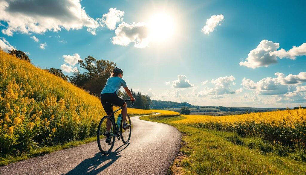 Cycling in the sun